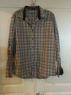Tasso Elba Men's Plaid Button-Down Shirt - Green, Red, Gray XL